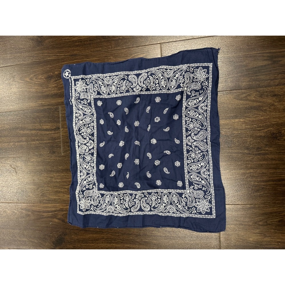 Vintage 80s/90s Navy Blue Paisley Bandana - Made in USA - Crafted With Pride